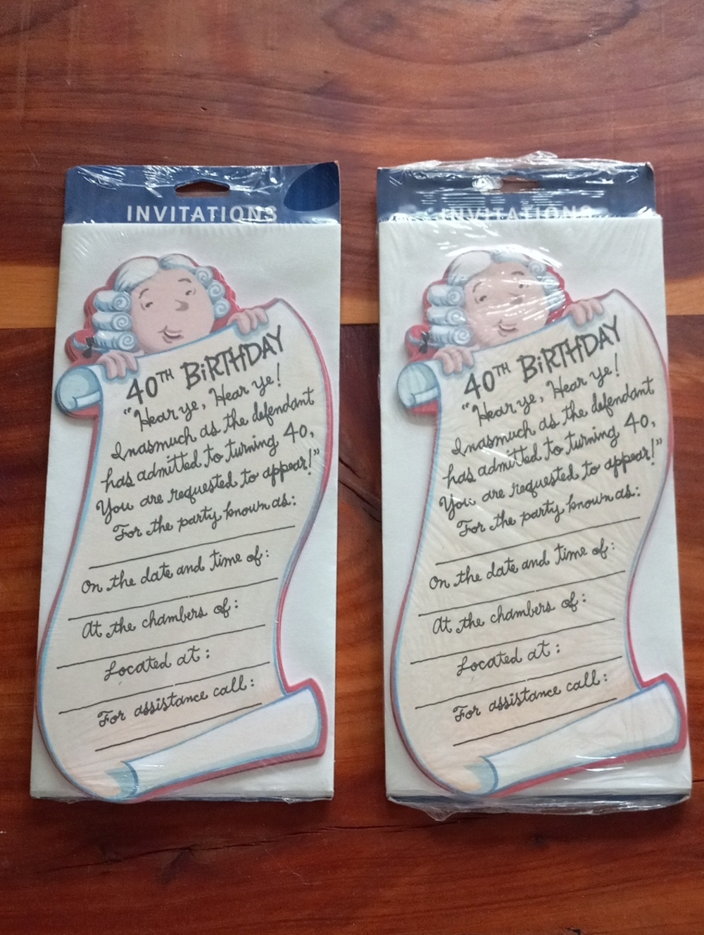 Vintage 40th Birthday Courtroom Subpoena Invitations 2 Packs